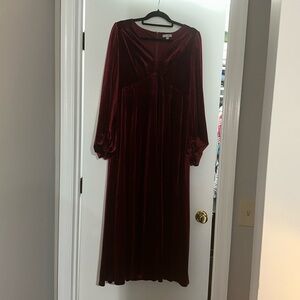 BALTIC BORN, red velvet maxi dress with balloon sleeves!